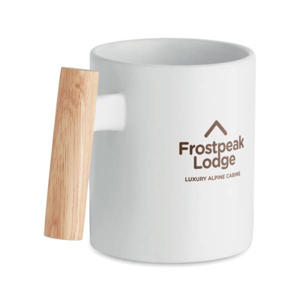 Mug en céramique avec poignée en bois personnalisable 